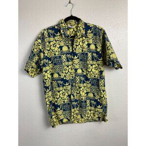 Wet Dog Men size Medium Hawaiian Water Polo Shirt Cotton Short Sleeve yellow Tro